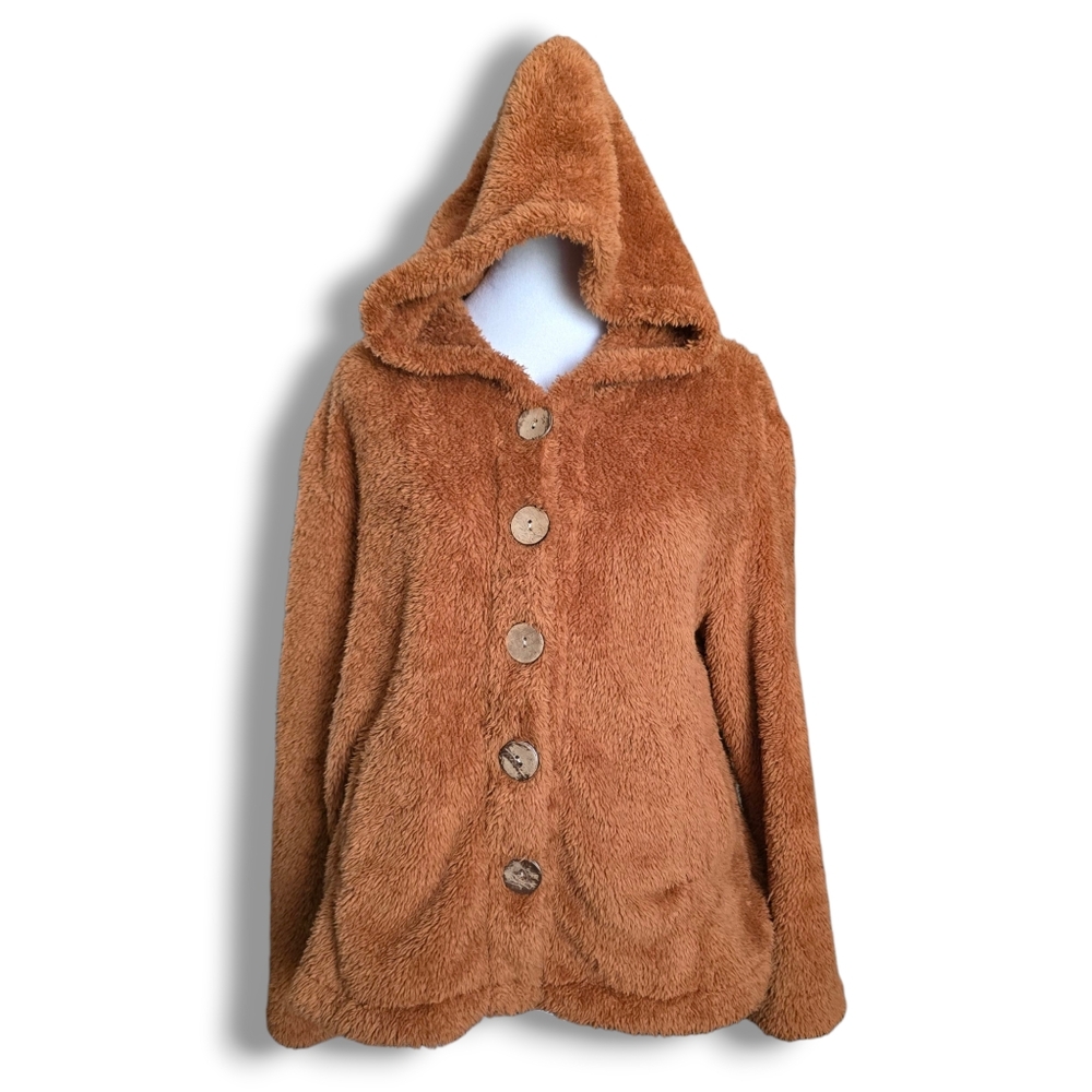 Teddy Bear Style Hooded Jacket - Size Small